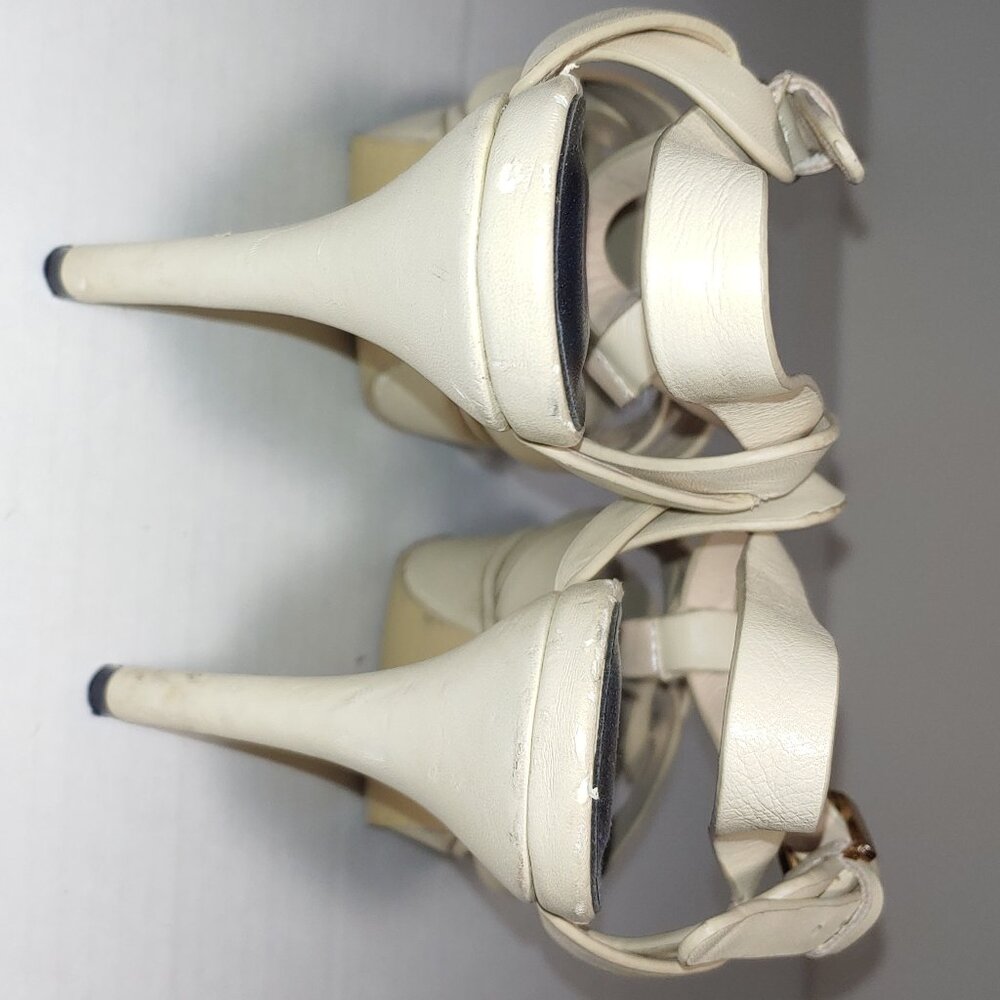 SAINT LAURENT Tribute Platform Sandals in Smooth Leather Cream Size 39 - Picture 15 of 15